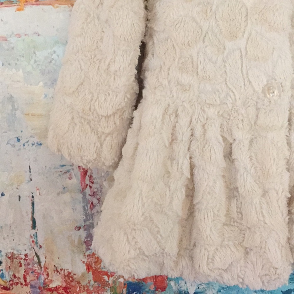 CALVIN KLEIN Fluffy Soft Coat cream Lined Sz 6 - Picture 4 of 13